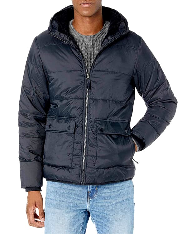 Navy Puffer Hooded Jacket