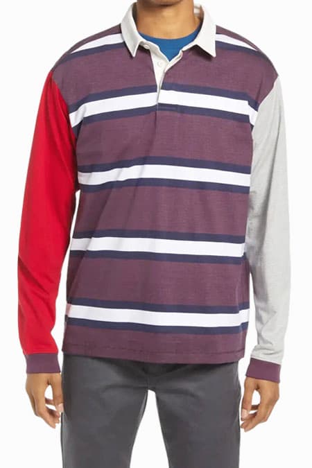 Striped Long Sleeve Polo